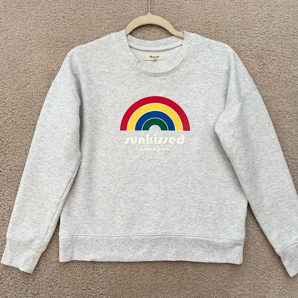 Madewell Sunkissed Beach Club Rainbow Lightweight Spring Sweatshirt - Light Grey - Picture 3 of 15